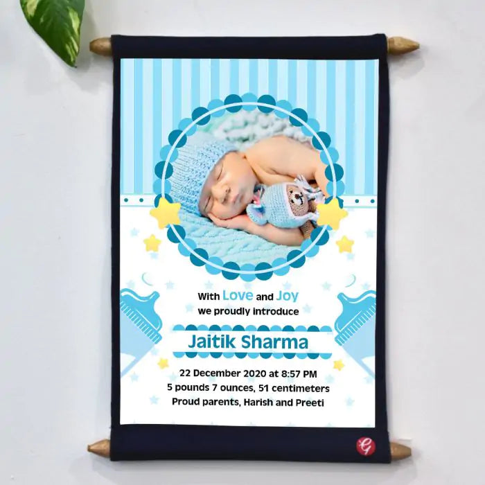Personalised Baby Boy Announcement Scroll
