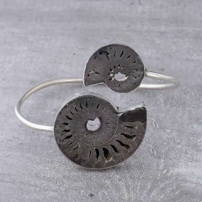 Spiral Pyrite Ammonite Bracelet