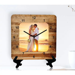 Personalised Wooden Textured Couple Clock