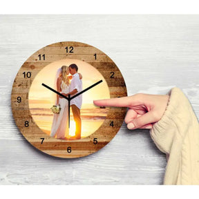 Personalised Wooden Textured Couple Clock