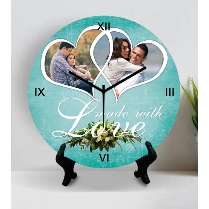 Personalised Photo in Hearts Clock