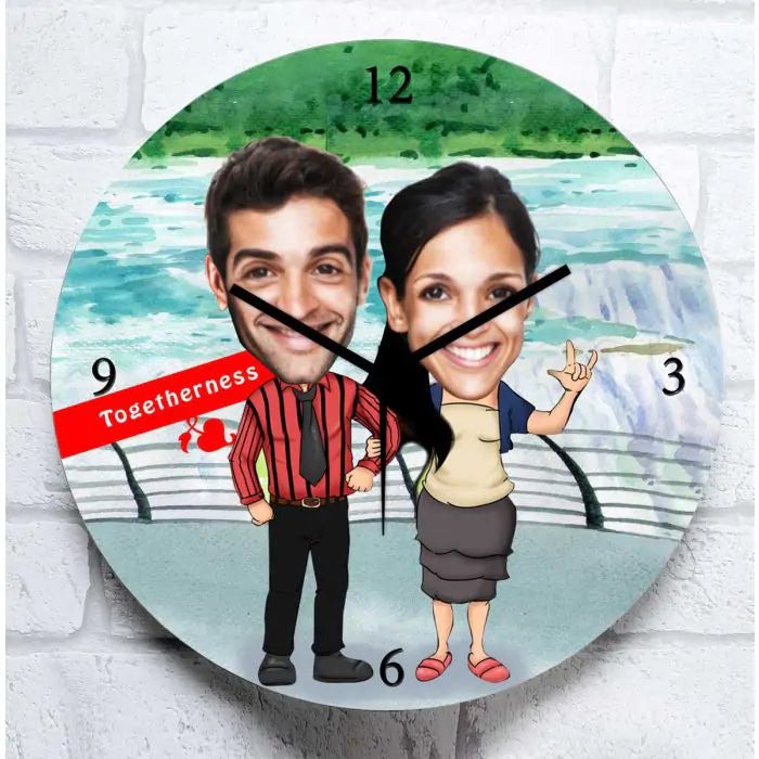 Buy Personalised Smiling Couple Clock- MDF Round online at best discounts.