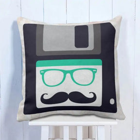 Fun Moustached Disk Retro  Cushion