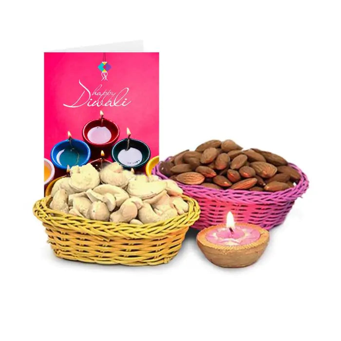 Dry Fruits In Basket Hamper with Card