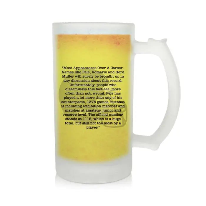 Record-Breaking Football Beer Mug - Most Appearences