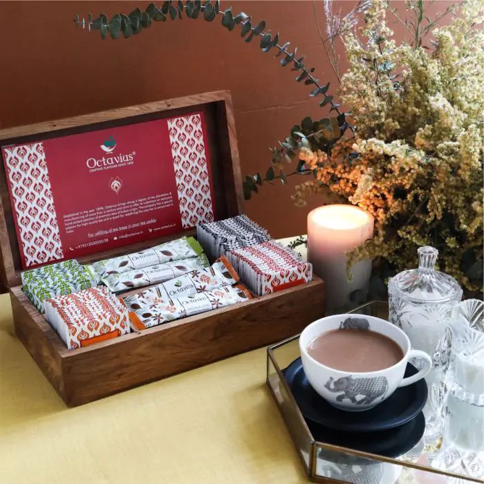 Octavius Premium Tea Assortment of 60 Tea Bags & 30 Ready Tea Sachets in Wooden Gift Box-1