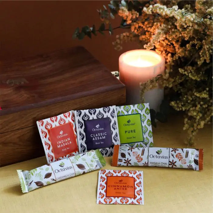Octavius Premium Tea Assortment of 60 Tea Bags & 30 Ready Tea Sachets in Wooden Gift Box-2