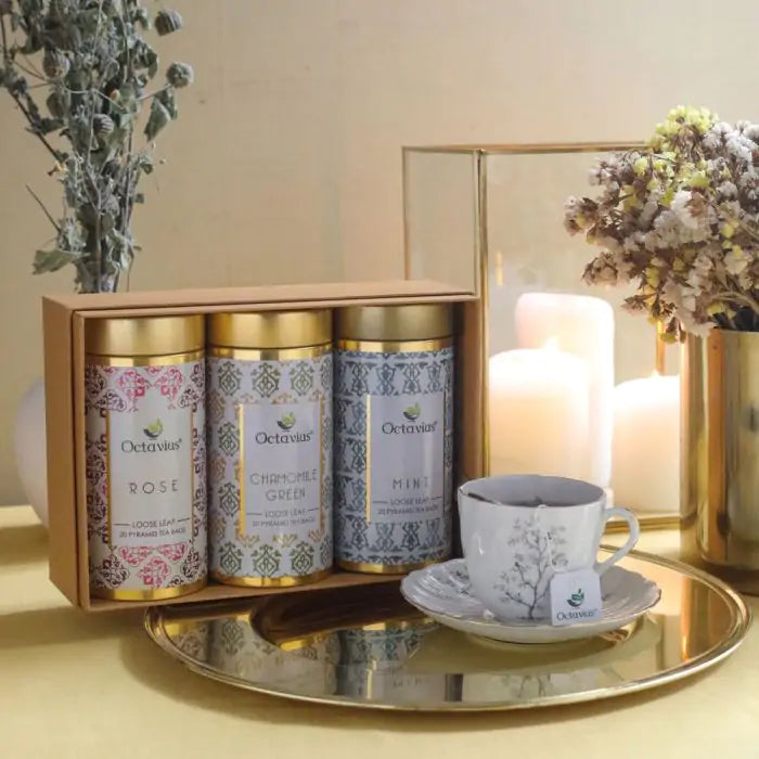 Octavius Gourmet Tea Collection| Tealightful Infusions Range - 3 Tins Packed In An Exclusive Gift box