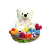 Teddy with Colourful Hearts