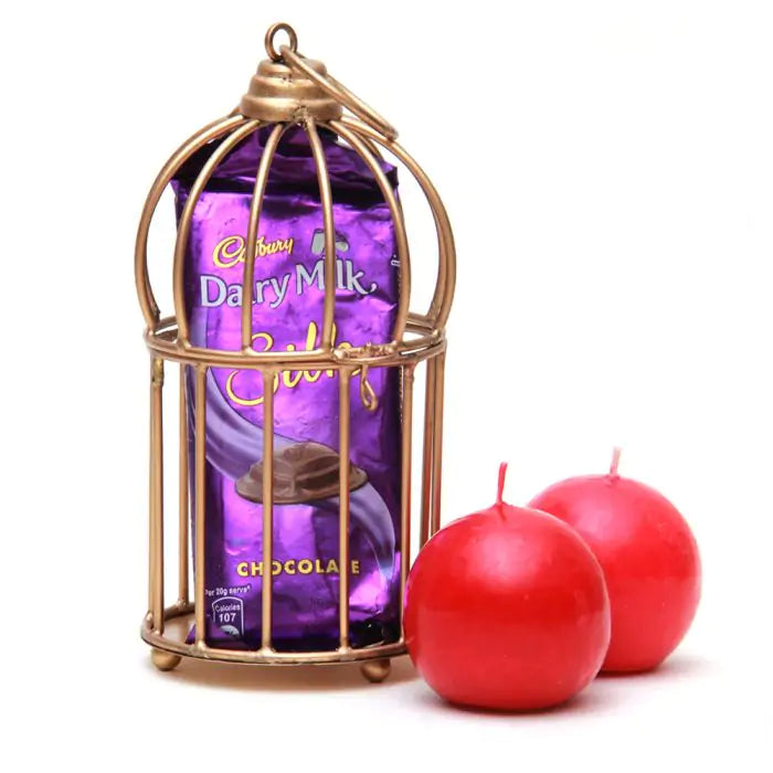 Dairy Milk Bar in Cage with Ball Candle
