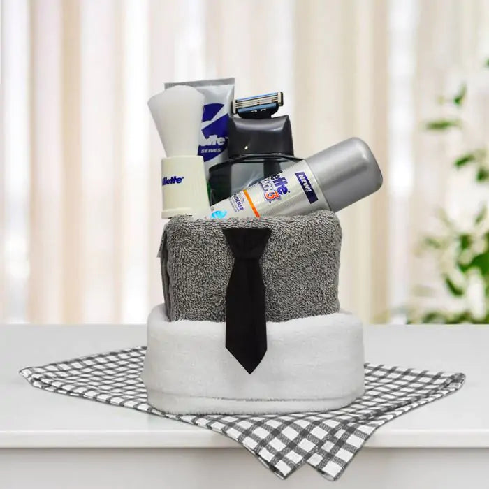 Gillete Towel Cake Gift Hamper