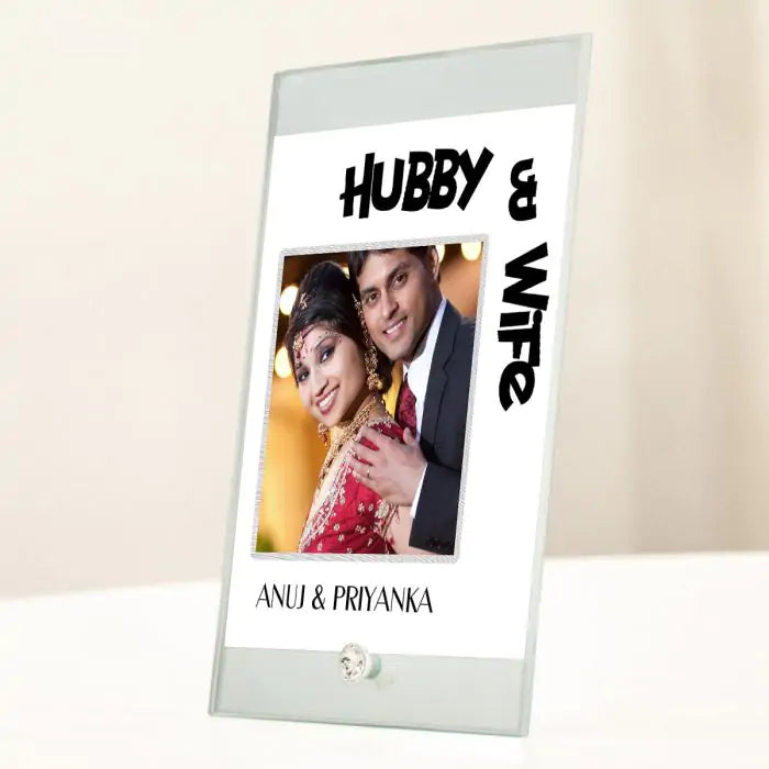 Personalised Hubby And Wife Glass Frame