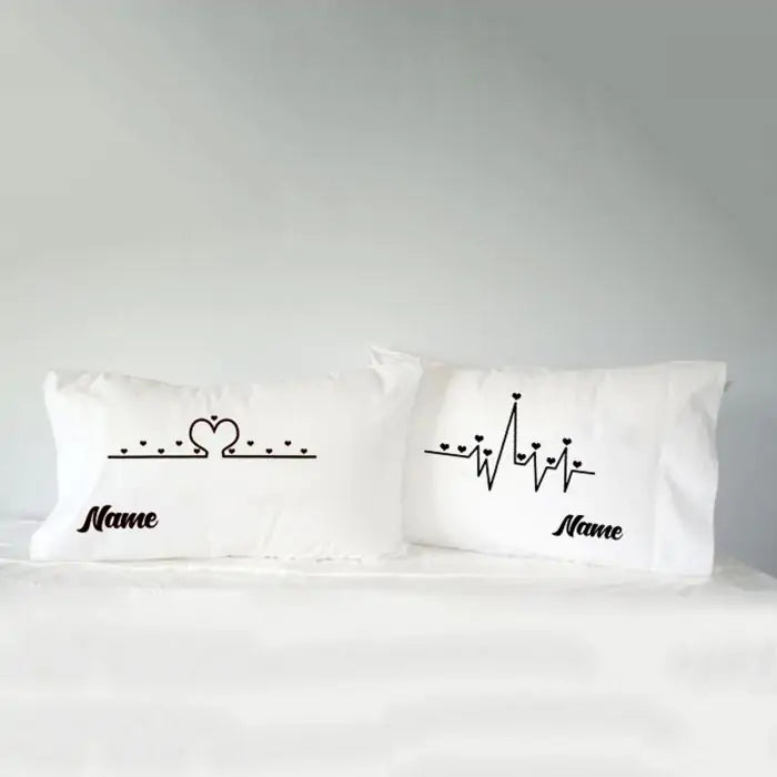 Personalised Heartbeat Pillow Covers - Set Of 2-1