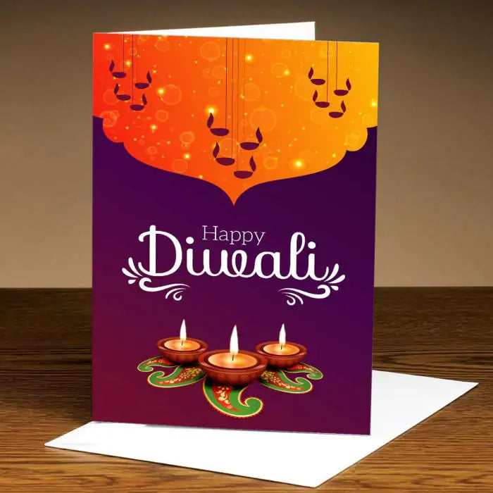 Personalised Glowing Diya Diwali Greeting Card