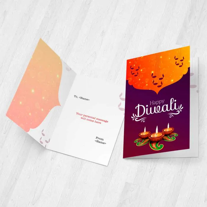 Personalised Glowing Diya Diwali Greeting Card