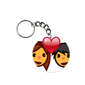 Couple In Love Face Emoji Keychain