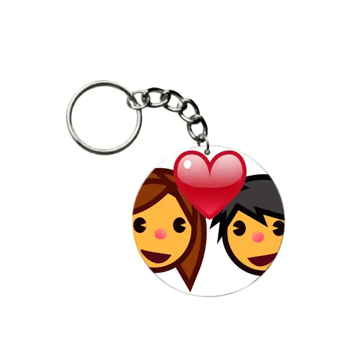 Couple In Love Face Emoji Keychain-1