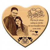 Thank You Gift - Heart Shaped Wooden Engraved Photo