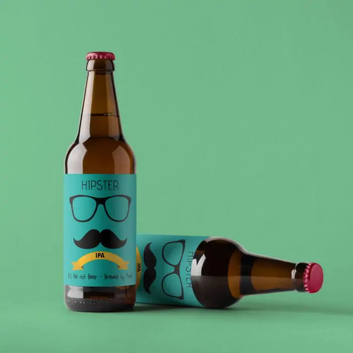 Set of 6 Personalised Hipster Beer Label