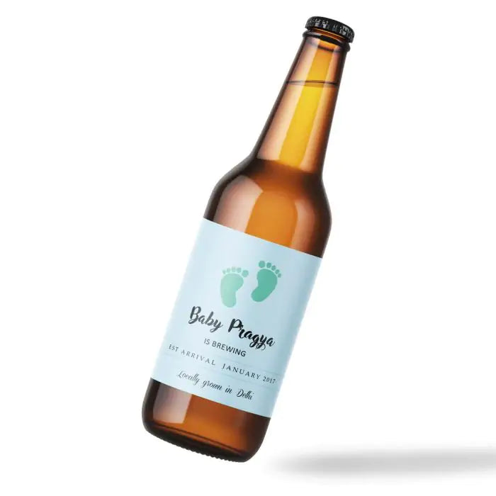 Set of 6 Personalised Baby Brewing Beer Label