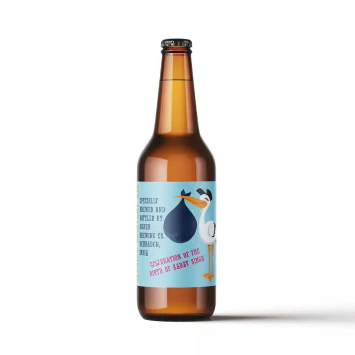 Set of 6 Personalised new Baby Beer Label-1