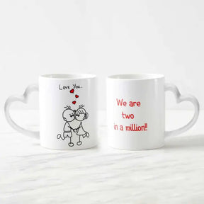 We Are Two In a Million Heart Shape Handle Ceramic Mug