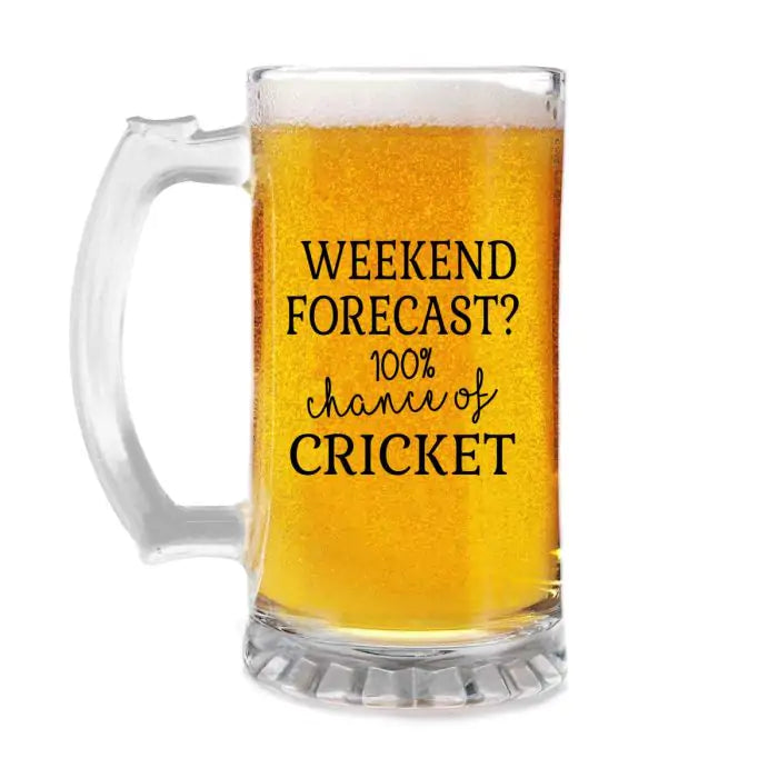 Weekend Forecast Cricket Beer Mug