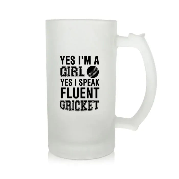 Speak Fluent Cricket Beer Mug