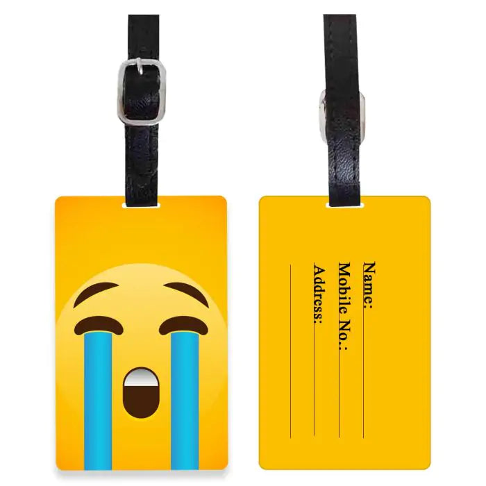 Personalised Cry Emoji Luggage Tag