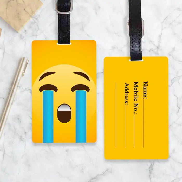 Personalised Cry Emoji Luggage Tag