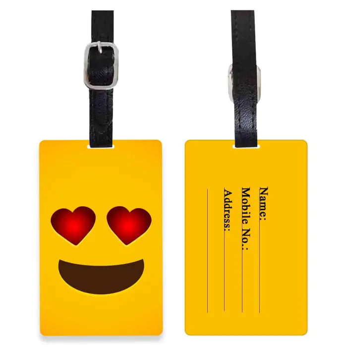 Personalised Heart Eye Emoji Luggage Tag