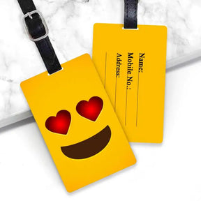 Personalised Heart Eye Emoji Luggage Tag