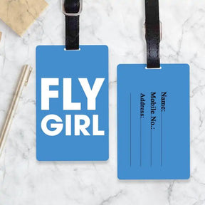 Personalised Fly Girl Blue Luggage Tag