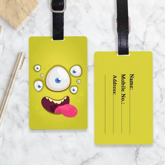Personalised Green Monster Luggage Tag