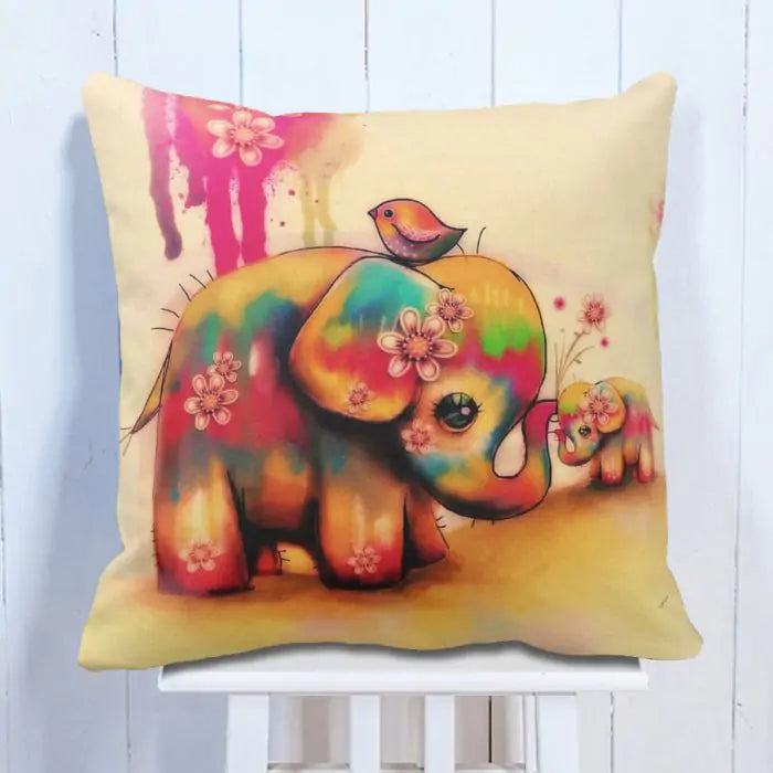 Colorful Elephant Pattern Cushion
