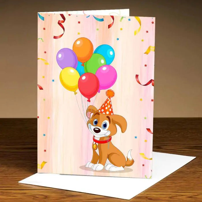 Personalised Colourful Balloon & Doggo Pet Greeting Card-1
