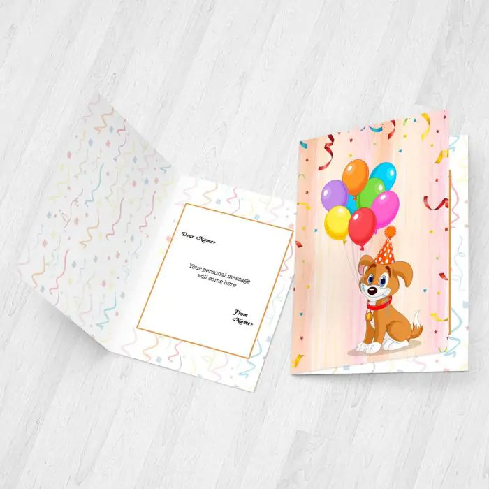 Personalised Colourful Balloon & Doggo Pet Greeting Card-2