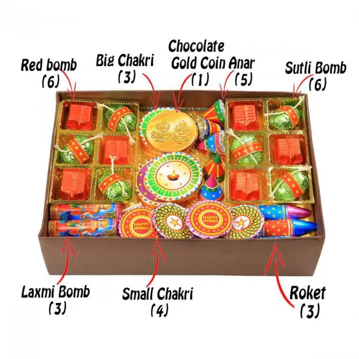 Diwali Cracker Shape Choco bar Gift Box ( 31 pc Choco bar Crackers) 500 Grams