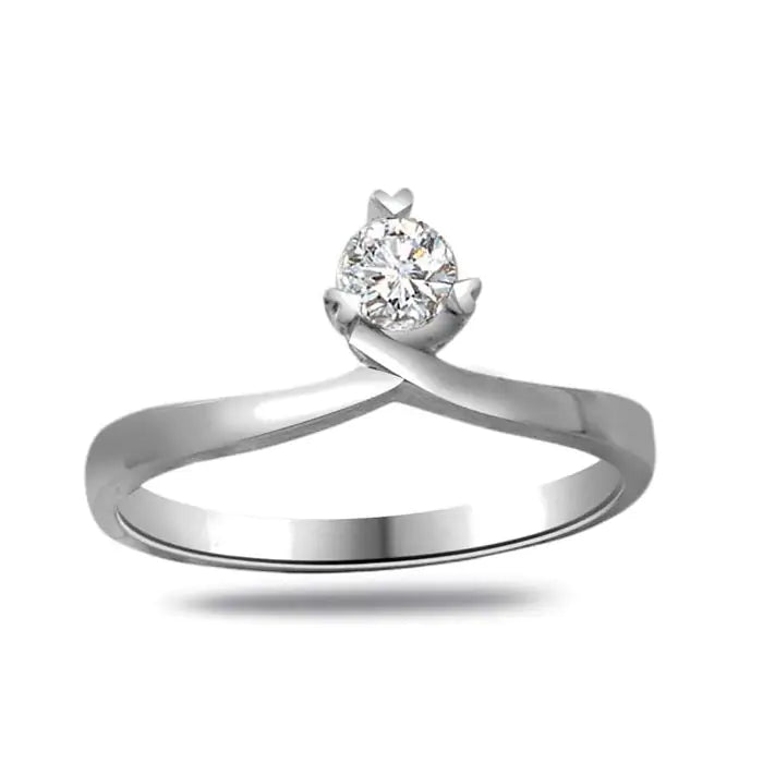 Surat Diamonds Diamond Solitaire Ring in 925 Sterling Silver for Engagement/Wedding SSR11