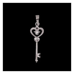 Surat Diamonds Love Key Sterling Silver Real Diamond Pendant with 18 IN Chain