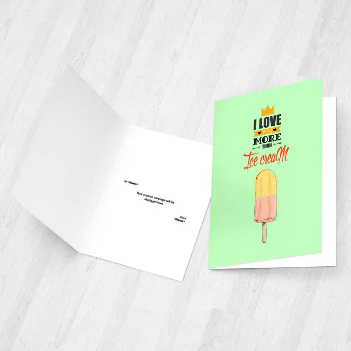 Personalised I Love You More Than Ice - Cream Greeting Card-2