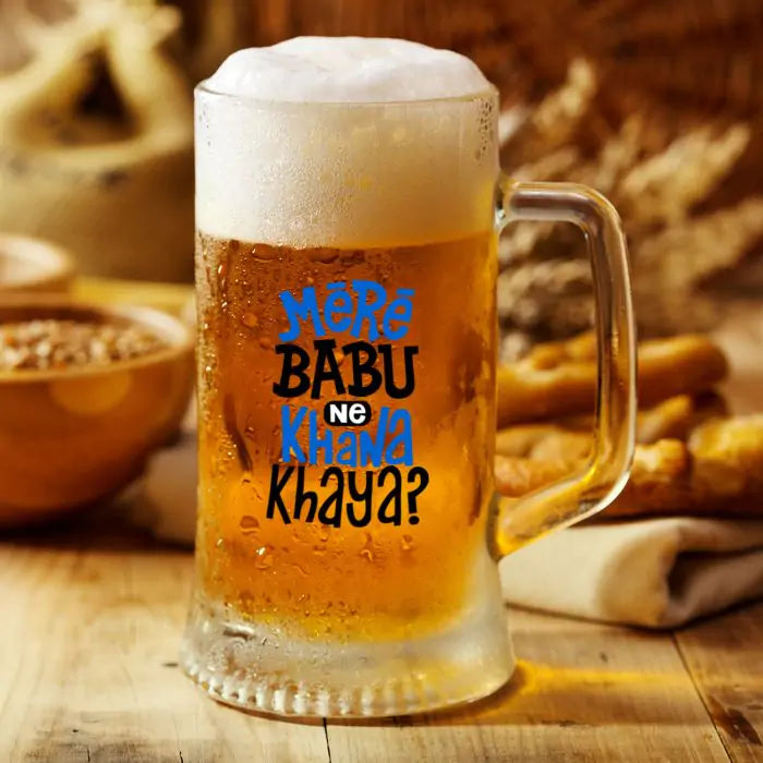 Mere Babu Ne Khana Khaya Beer Mug 600ml - Beer Lover Gift