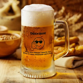 Jitna Tera Dimaak Chalta Hai Beer Mug 600ml - Beer Lover Gift