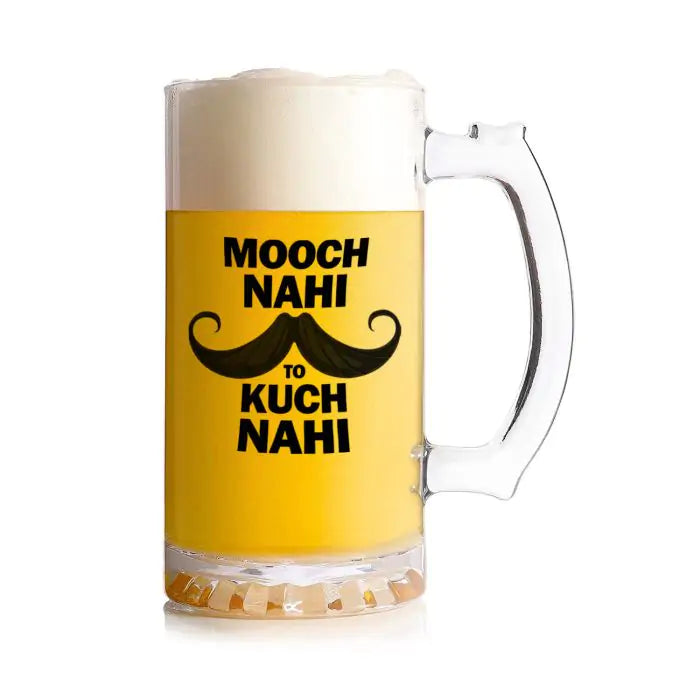 Mooch Nahi To Kuch Nahi Beer Mug 600ml - Beer Lover Gift