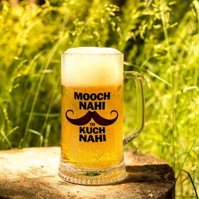 Mooch Nahi To Kuch Nahi Beer Mug 600ml - Beer Lover Gift