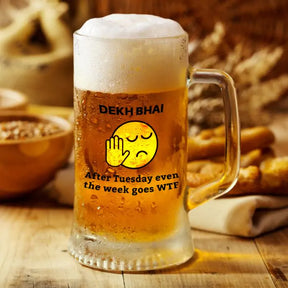 After Tuesday Even The Week Goes WTF Beer Mug 600ml - Beer Lover Gift
