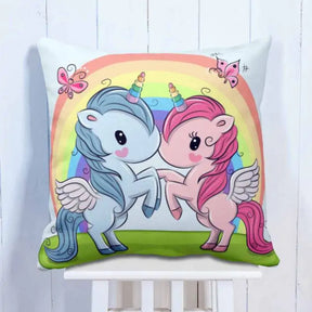 Playful Unicorns Rainbow Cushion
