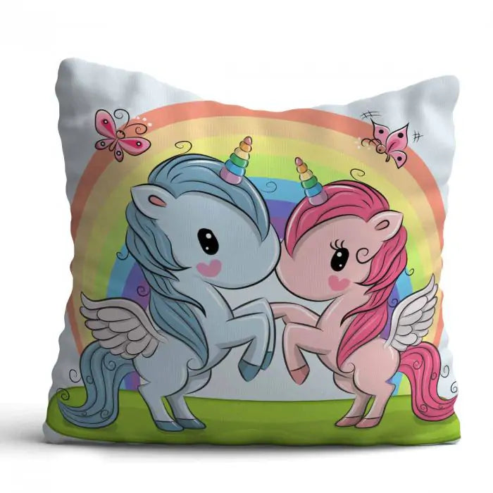 Playful Unicorns Rainbow Cushion