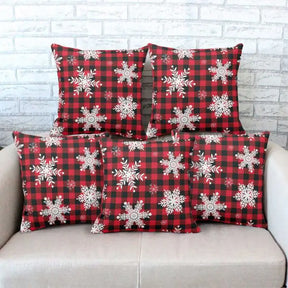 Christmas Decorative Buffalo Plaid Cushion -Set of 5