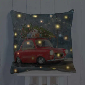 Santa's Retro Car LED Cushion